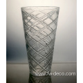 home transparent cylinder ribbed glass flower vase